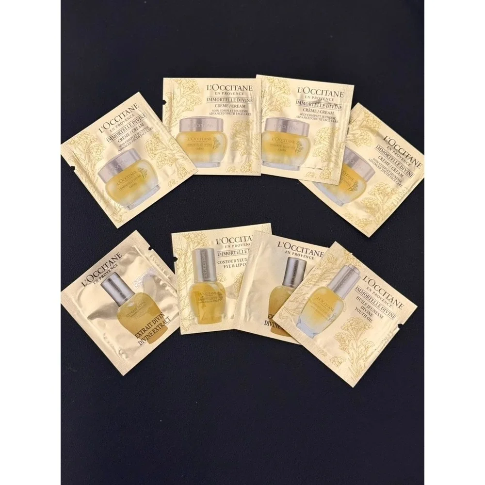 L'Occitane Immortelle Divine Skincare Sample Lot Cream Oil Serum 8pc
